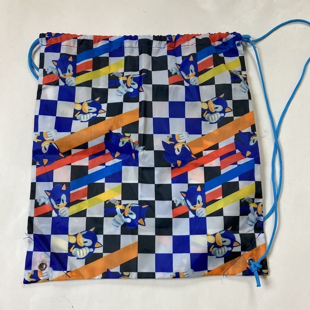 Sonic The Hedgehog Drawstring Plaid Backpack - image 2